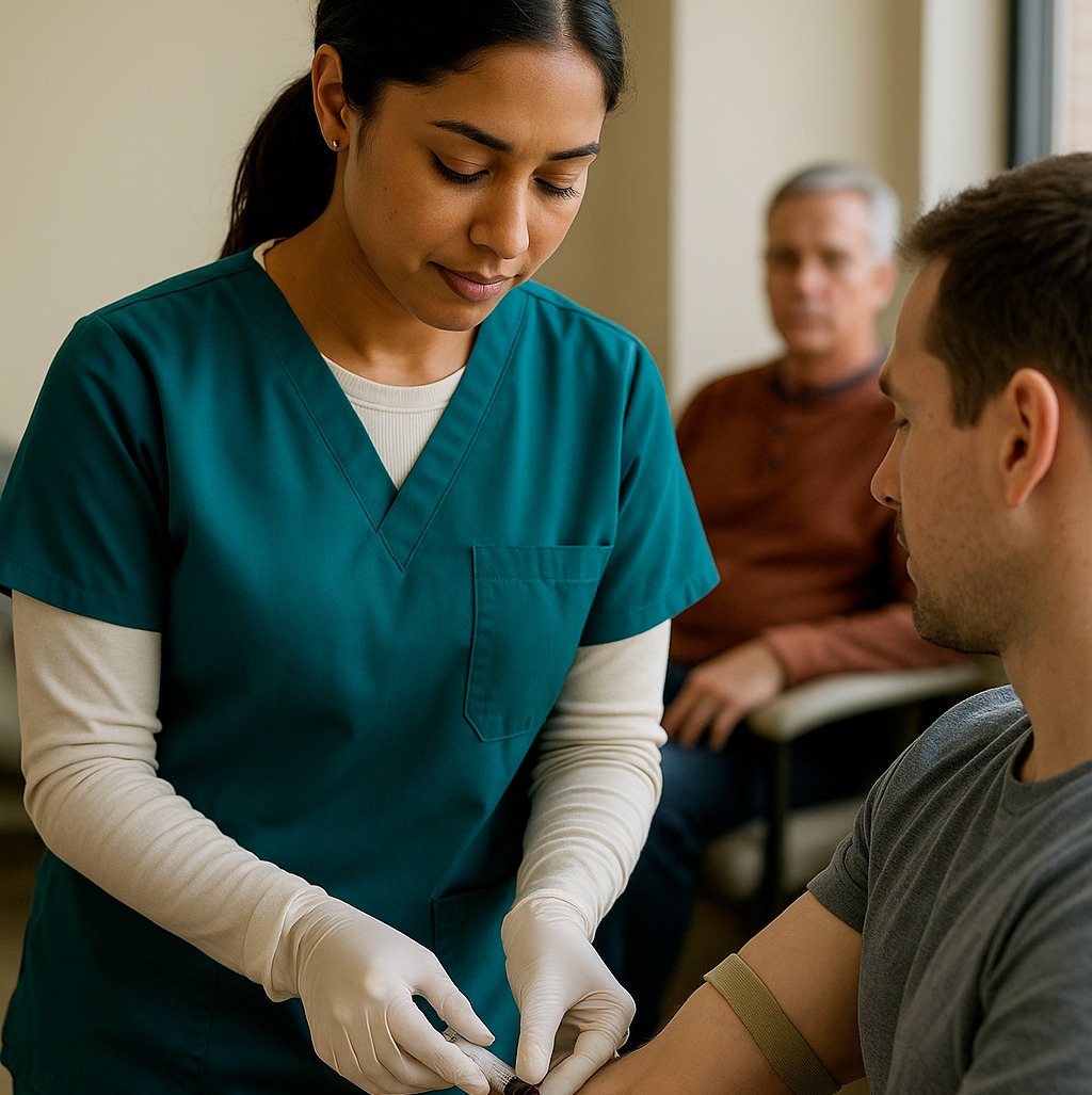 Nurse preparing to draw blood